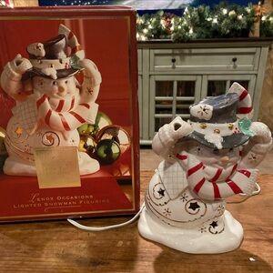 Lenox Occasions Lighted Snowman Decorative Christmas Figurine Fine Porcelain 8”